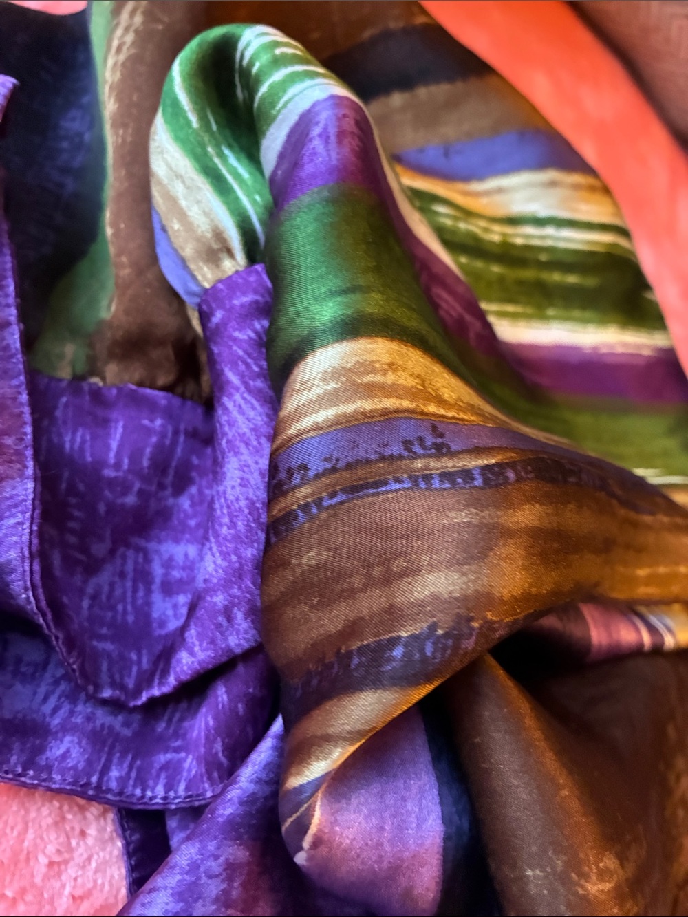 100% SILK- Ann Taylor Striped Camisole In Purple, Green & Neutrals - Picture 11 of 15